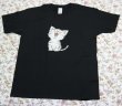 画像2: にゃんにゃん4号 大笑いするネコ 猫Tシャツ 春夏 黒 M・L  (2)