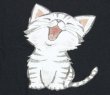 画像3: にゃんにゃん4号 大笑いするネコ 猫Tシャツ 春夏 黒 M・L  (3)