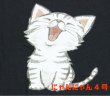 画像6: にゃんにゃん4号 大笑いするネコ 猫Tシャツ 春夏 黒 M・L  (6)