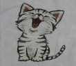 画像3: にゃんにゃん4号 大笑いするネコ 猫Tシャツ 春夏 白 M・L  (3)