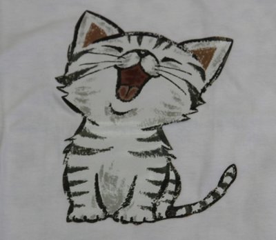 画像2: にゃんにゃん4号 大笑いするネコ 猫Tシャツ 春夏 白 M・L 