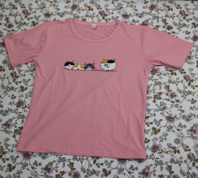 画像1: にゃんにゃん5号 親子で散歩ネコ 猫Tシャツ 春夏 ピンク M・L 