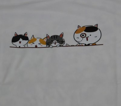画像2: にゃんにゃん5号 親子で散歩ネコ 猫Tシャツ 春夏 白 M・L 