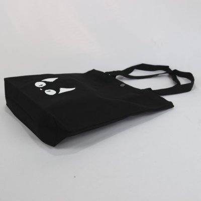 画像3: 黒猫トートバッグ シンプル 正方形バッグ ネコ柄 コットン 黒地 軽量 普段使い レディース メンズ キッズ BA34