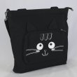 画像7: 黒猫トートバッグ ねこショルダーバッグ 2wayバッグ キャンバス ネコ柄 ファスナー 黒地 軽量 普段使い レディース メンズ キッズ BA39 (7)