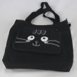 画像12: 黒猫トートバッグ ねこショルダーバッグ 2wayバッグ キャンバス ネコ柄 ファスナー 黒地 軽量 普段使い レディース メンズ キッズ BA39 (12)
