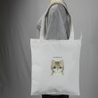 画像2: 猫柄トートバッグ 端正なネコ顔 かわいいイラスト ファスナー シンプル 白色 薄地 軽量 ママバッグ 普段使い レディース キッズ BA50 (2)
