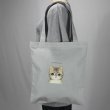 画像1: 猫柄トートバッグ 端正なネコ顔 かわいいイラスト ファスナー シンプル 灰色 薄地 軽量 ママバッグ 普段使い レディース キッズ BA51 (1)