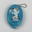 画像1: オリジナル 猫ラバーコインケース haruaデザイン 猫柄 青色 小銭入れ 財布 小物入れ 猫グッズ キッズ かわいいおすわりネコ (1)