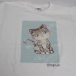 画像5: オリジナルTシャツ 猫Tシャツ haruaデザイン コットン 白 レディース ガールズ キッズ かわいいもこもこ猫 (5)