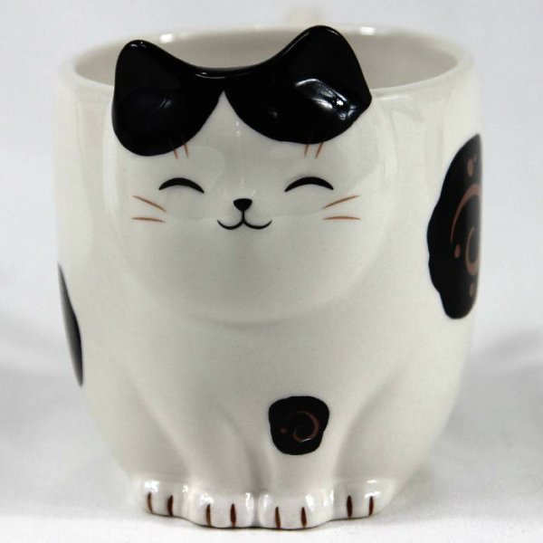 画像1: 猫マグカップ 猫びより ぶち 猫物語 陶器 猫柄 ネコ柄 ねこ柄 猫雑貨 ネコ雑貨 ねこ雑貨 (1)