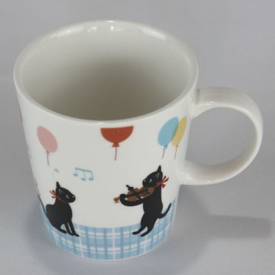画像3: 猫マグカップ 黒猫ミィー バイオリン 陶器 かわいい プレゼント ギフト 猫柄 ネコ柄 ねこ柄 猫雑貨 ネコ雑貨 ねこ雑貨