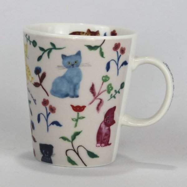 画像1: 猫マグカップ E.minetteスマートマグ flower カワイイ かわいい キュート 日本製 陶磁器 Cat プレゼント ギフト 猫柄 ネコ柄 ねこ柄 猫雑貨 ネコ雑貨 ねこ雑貨 (1)