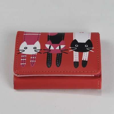 画像2: 猫柄三つ折り財布 かわいい 小さめ 札入れ 使いやすい ミニ財布 小銭入れ レディース キッズ ギフト プレゼント オレンジ