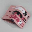 画像2: 猫柄三つ折り財布 かわいい 小さめ 札入れ 使いやすい ミニ財布 小銭入れ レディース キッズ ギフト プレゼント ピンク (2)