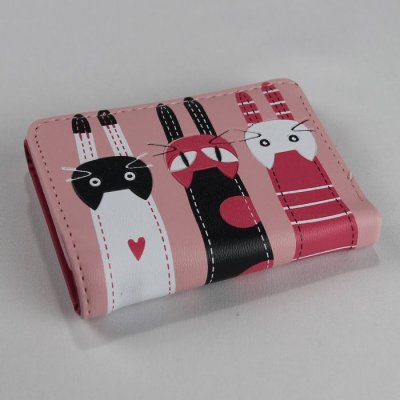 画像2: 猫柄三つ折り財布 かわいい 小さめ 札入れ 使いやすい ミニ財布 小銭入れ レディース キッズ ギフト プレゼント ピンク