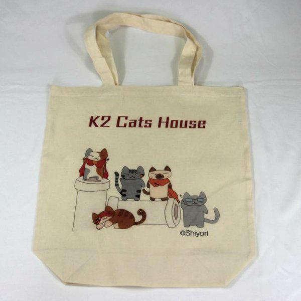 画像1: Shiyori 猫トートバッグ キャンバス K2 Cats House かわいい猫集団ニャンッニャニャニャ ５匹の仲間たち (1)